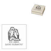 Perched Barn Owls Ex Libris Book ラバースタンプ (押印)