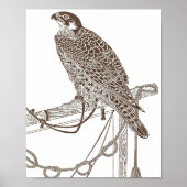 Perched Falcon, Iconic, Falcon Art, Japan Print ポスター (正面)