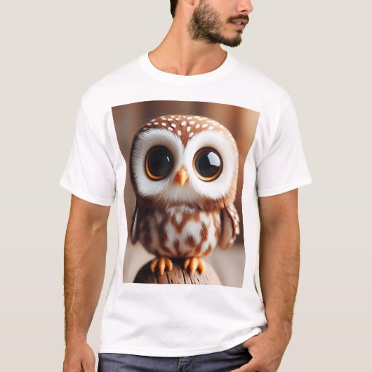 Perched Wonder — Whimsical Little Owl Tシャツ (正面)