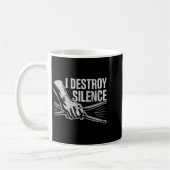 Percussionist Drummer I Destroy Silence Drumming L コーヒーマグカップ (左)