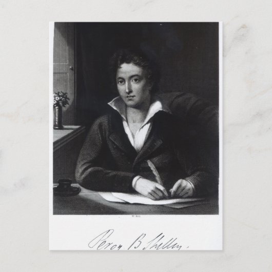 Percy Bysshe Shelley、William Hollによる彫刻 ポストカード (正面)