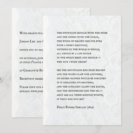 Percy - Romantic Poem Wedding Invitation 招待状 (正面/裏面)