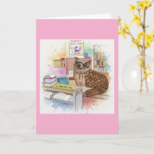 Percy The Owl 🦉 Librarian カード (黄色い花)