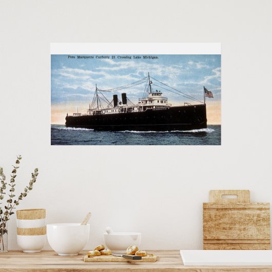Pereマーケットカーフェリー21ミシガン湖を渡る ポスター (キッチン)