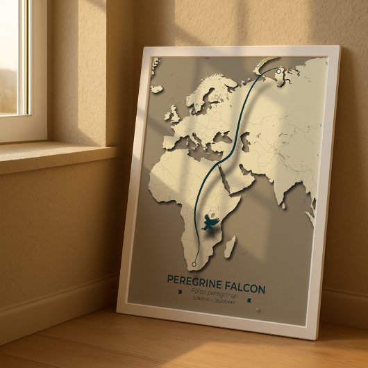 Peregrine Falcon Migration Map – ミニマリスト ポスター