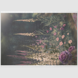 Perennialsガーデンシーン、ダークグリーン&カラフル 薄葉紙