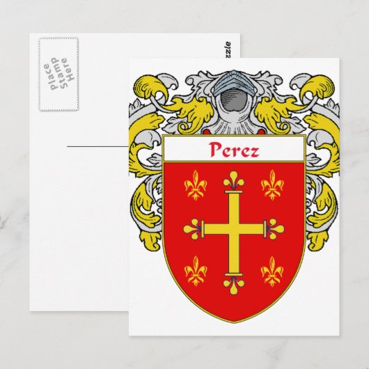 Perez Coat of Arms (Mantled) ポストカード (正面/裏面)