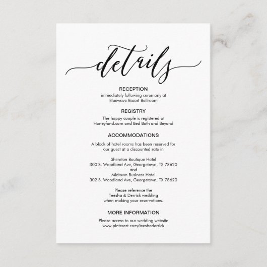 Perfectの結婚詳細エンクロージャカード エンクロージャーカード (正面)