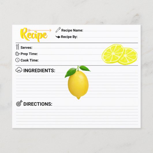 Perfect 2 Sided - Modern Refill Lemon Recipe Card (正面)