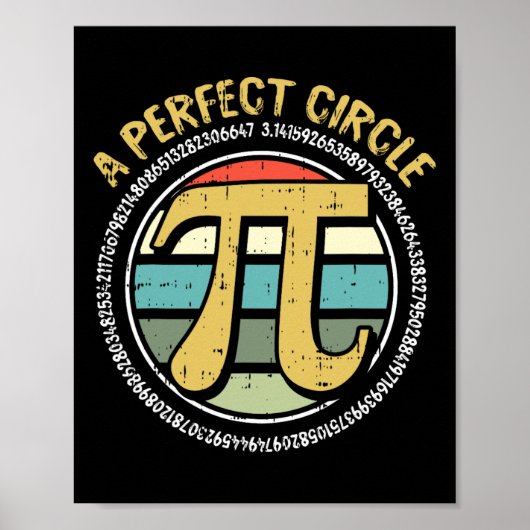 Perfect Circle Pi Dayレトロ数値記号Te ポスター (正面)