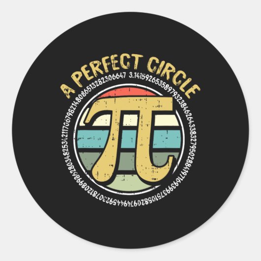 Perfect Circle Pi Dayレトロ数値記号Te ラウンドシール (正面)