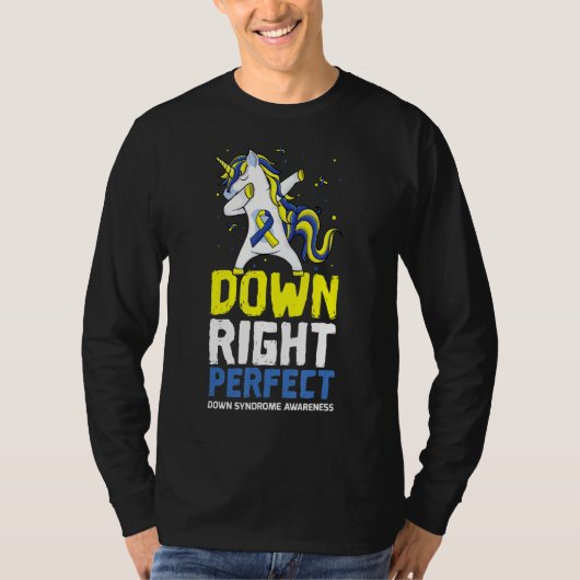 Perfect Dab Unicorn Dab 21ワールドダウン症候群Awa Tシャツ (正面)