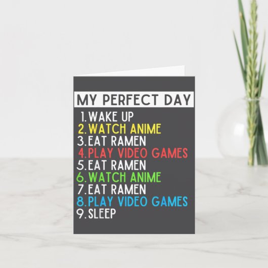 Perfect Day Anime Gaming Ramen Lover Funny Eat Sle カード (正面)