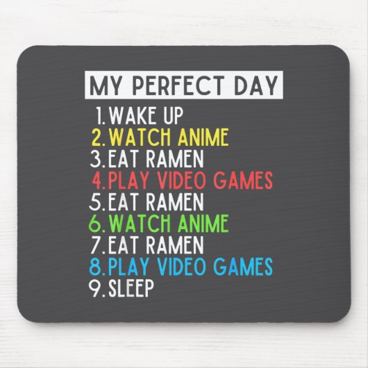 Perfect Day Anime Gaming Ramen Lover Funny Eat Sle マウスパッド (正面)