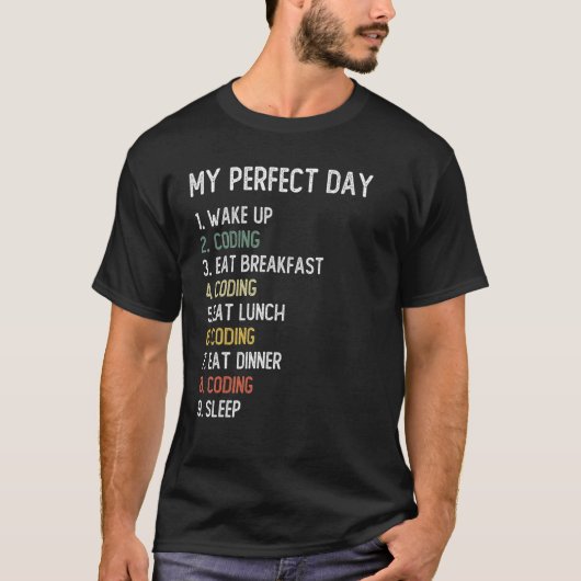 Perfect Day Coding Men Boys 10代の Coding Tシャツ (正面)