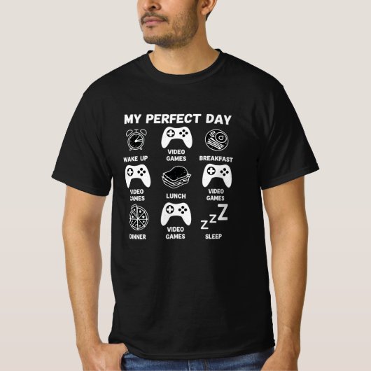 Perfect Day Gamer Shirt Funny Video Game Lover Gam Tシャツ (正面)