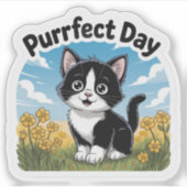 Perfect Day Kittenステッカー – 居心地が良くてかわいい シール (正面)