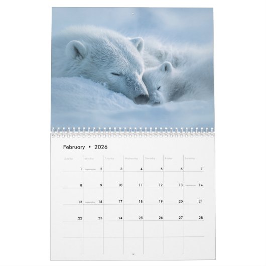 Perfect Gift for Animal Lovers | Baby Animals Wall カレンダー (2月 2026)