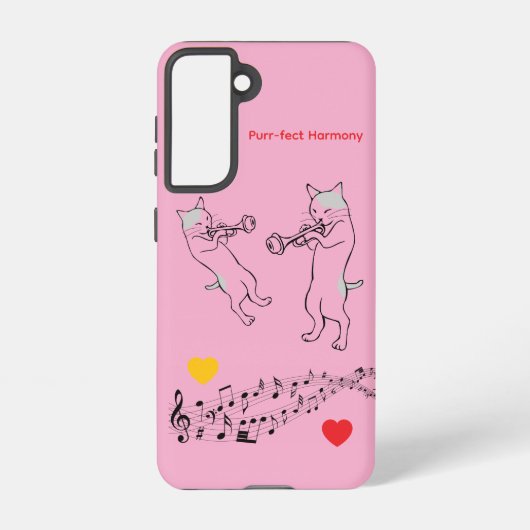 Perfect Harmony Cats & Trombone Galaxy Case – Pink Samsung Galaxyケース (裏面)