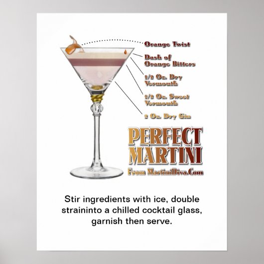 Perfect Martiniカクテルレシピアート16インチx 20インチ ポスター (正面)