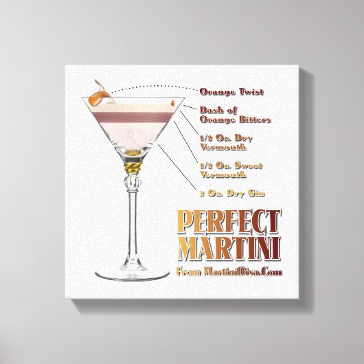Perfect Martiniカクテルレシピ12x12 Canvas Print キャンバスプリント (正面)