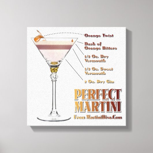 Perfect Martiniカクテルレシピ12x12 Canvas Print キャンバスプリント (正面)