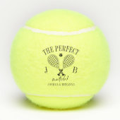 Perfect Matchのカップル結婚ロゴ名前をカスタムする テニスボール (裏面)