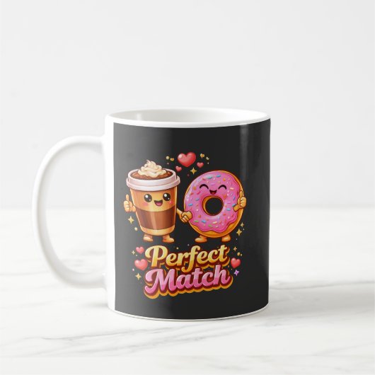 Perfect Match Coffee and Donut Cute Food コーヒーマグカップ (左)