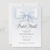 Perfect Match Elegant Bow Stripe Bridal Shower 招待状 (正面)
