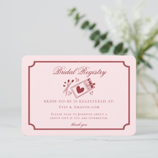 Perfect Match Made in Heaven Pink Bridal Registry エンクロージャーカード (スタンド正面)