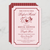 Perfect Match Made in Heaven Pink Bridal Shower 招待状 (正面/裏面)