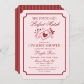 Perfect Match Made in Heaven Pink Lingerie Shower 招待状 (正面/裏面)