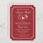 Perfect Match Made in Heaven Red Bridal Shower 招待状 (正面/裏面)