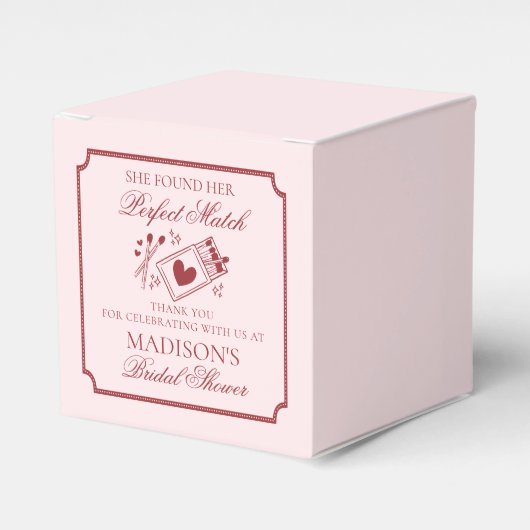 Perfect Match Matchbox Bridal Shower Dessert フェイバーボックス (正面サイド)