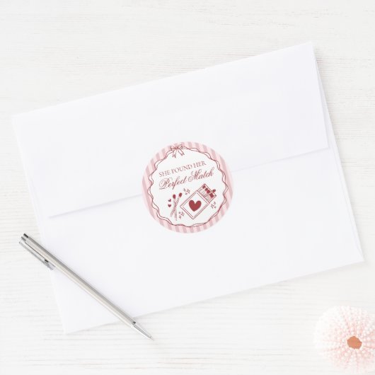 Perfect Match Matchbox Bridal Shower Envelope Seal ラウンドシール (封筒)