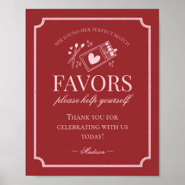 Perfect Match Matchbox Bridal Shower Favors Sign ポスター