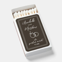 Perfect Match Simple Brown Wedding Matchbox