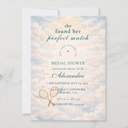 Perfect Match Tennis Bridal Shower 招待状 (正面)