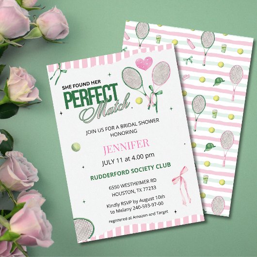 Perfect Match Tennis Bridal Shower Invitation  招待状