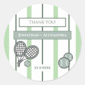 Perfect Match Tennis Couple Shower Thank You ラウンドシール (正面)