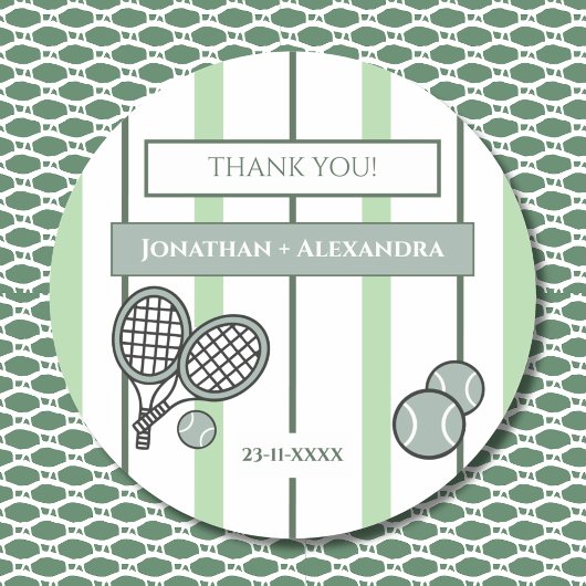 Perfect Match Tennis Couple Shower Thank You ラウンドシール