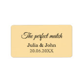 Perfect Match Wedding Matchbox – Premium Edition ラベル (正面)