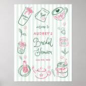 Perfect Matcha Bridal Shower Green Welcome Sign ポスター (正面)
