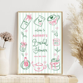Perfect Matcha Bridal Shower Green Welcome Sign ポスター