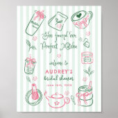 Perfect Matcha Bridal Shower Green Welcome Sign ポスター (正面)