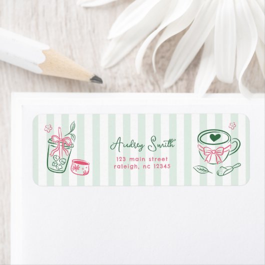  Perfect Matcha Bridal Shower Return Address ラベル (インサイチュ)