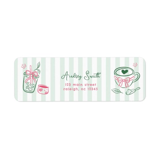 Perfect Matcha Bridal Shower Return Address ラベル (正面)