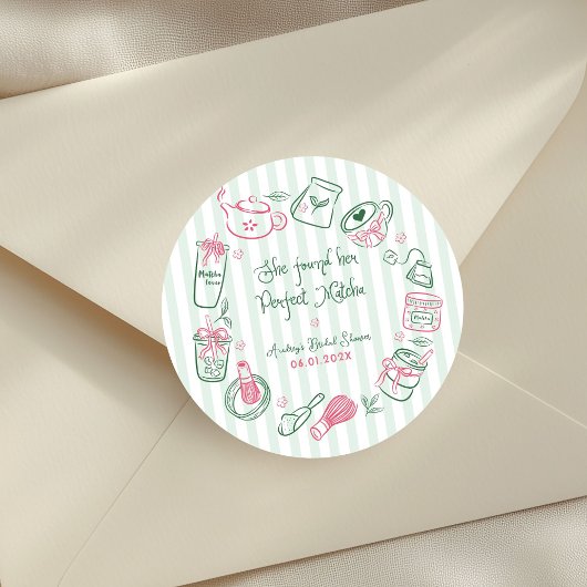 Perfect Matcha Pink and Green Bridal Shower ラウンドシール
