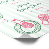 Perfect Matcha Stripes Bridal Shower Welcome Sign ポスター (角)