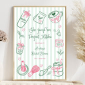 Perfect Matcha Stripes Bridal Shower Welcome Sign ポスター